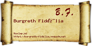 Burgreth Fidélia névjegykártya